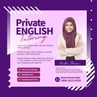 Purple Professional Private English Tutoring Instagram Post template