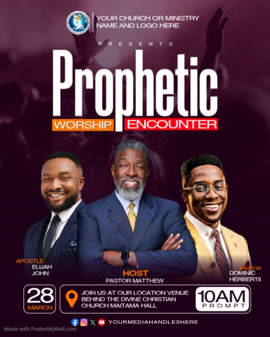 Plantilla de Purple Professional Prophetic Worship Event Instagram ...