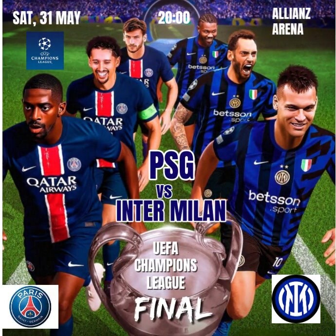 Purple Professional Psg Vs Inter Milan Ucl Final Posters Instagram Post template