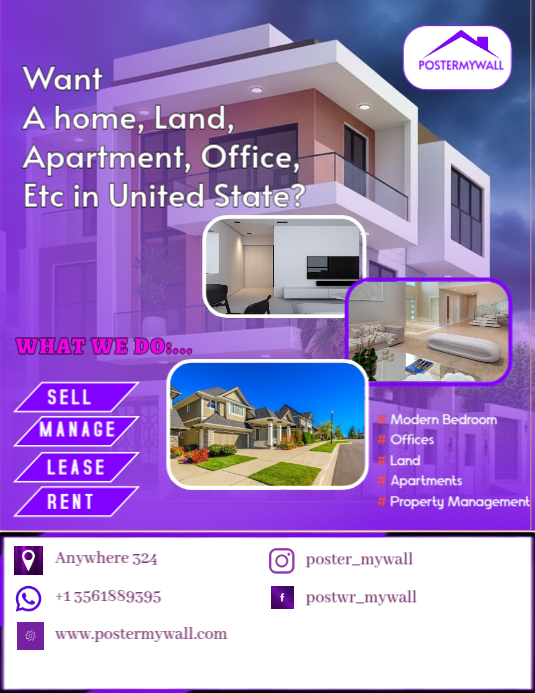 Purple Professional Real Estate Agent Flyer (us Letter) Template ...