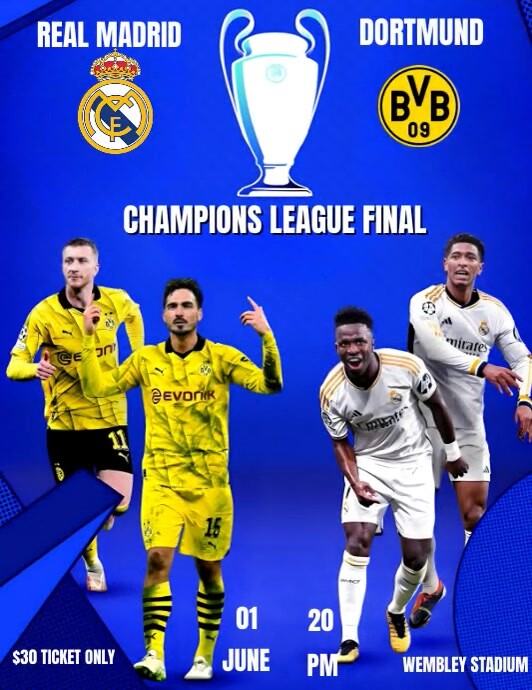 Purple Professional Real Madrid Vs Dortmund F Template | PosterMyWall