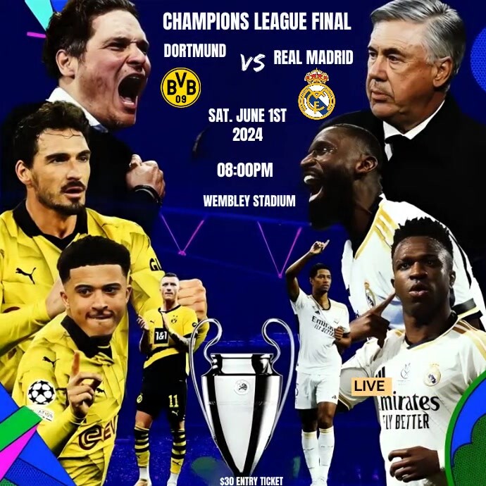 Copy of Purple Professional Real Madrid Vs Dortmund U | PosterMyWall
