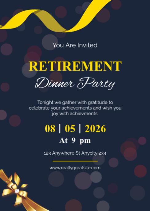Purple Professional Retirement Dinner Party A6 Template | PosterMyWall