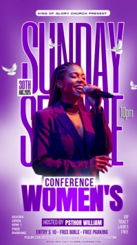 Purple Professional  Revival Worship & Praise Sunday Instagram Story template