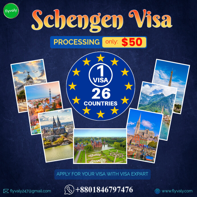 Purple Professional Schengen Visa Processing Ads Design Template Instagram Post