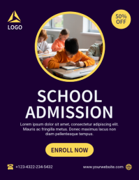Пурпурный School Admission Flyer Template