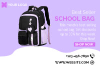 Пурпурный School Bag Promotion Plakat Template