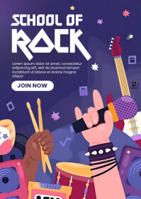 Purple Professional School Of Rock Flyer A4 template