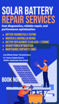 Purple Professional Solar Battery Repair Services Business Card Biglietto da visita template