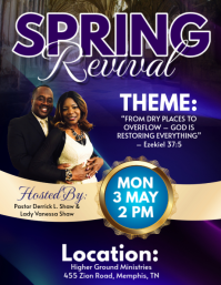 Purple Professional Spring Revival Event Flyer Pamflet (VSA Brief) template