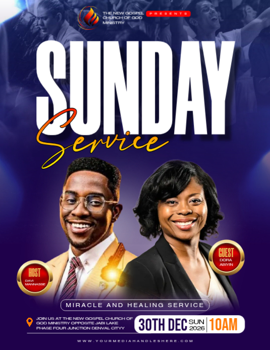 Purple Professional Sunday Church Service Flyer Template | PosterMyWall