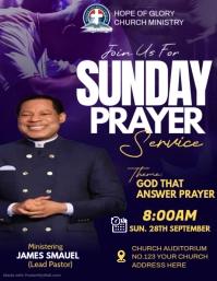 Purple Sunday Prayer Service Flyer Template