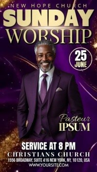 Purple Professional Sunday Worship Church Digital Display (9:16) template