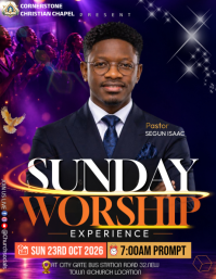 Purple Sunday Worship Experience Flyer Template