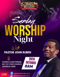 紫色 Sunday Worship Night Flyer Template