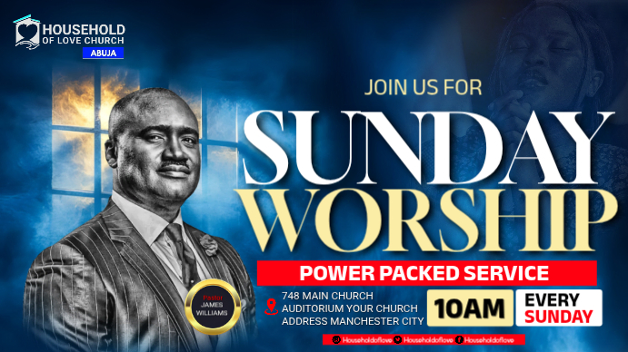Copy of Purple Professional Sunday Worship Service Digital Display ...