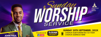 Blu Sunday Worship Service Zdjęcie w tle na Facebooka Template