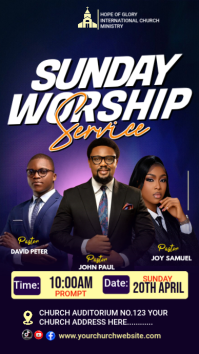 Purple Professional Sunday Worship Service Instagram Story template