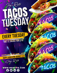 Purple Taco Tuesday Promotion Poster/Wallboard Template