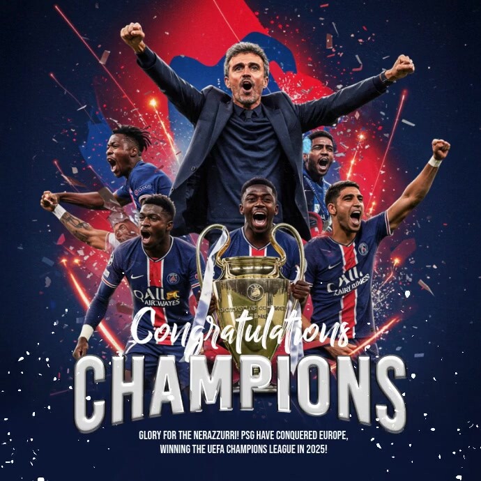 Purple Professional Uefa Champions League 2025 Winner Instagram Post template