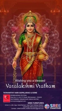 Purple Professional Varalakshmi Vratham, Varalakshmi Pooja, Lakshmi Devi, Goddess Lakshmi, Diwali, L Instagram Reel template