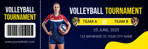 Purple Professional Volleyball Match Ticket Twitter Banner template