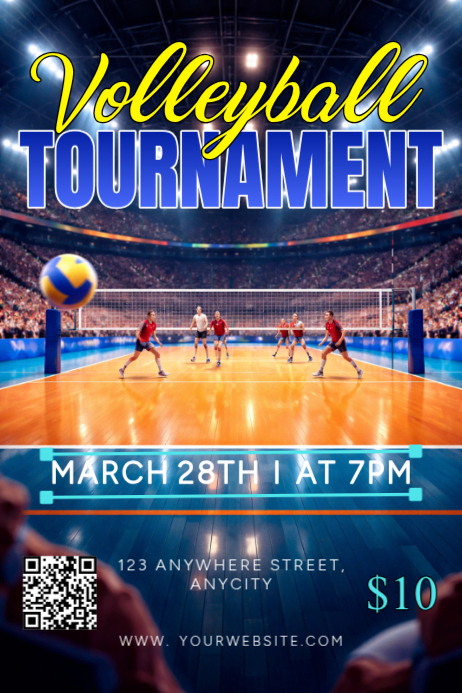Plantilla de Purple Professional Volleyball Tournament Poster ...