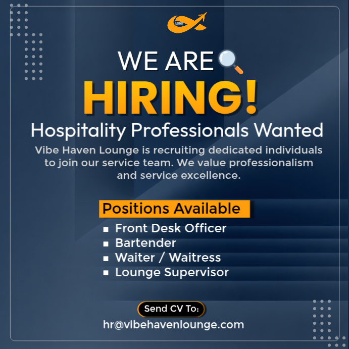 Purple Professional We Are Hiring – Hospitality & Lounge Staff ...