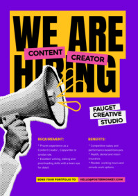 Purple Professional We Are Hiring A2 template
