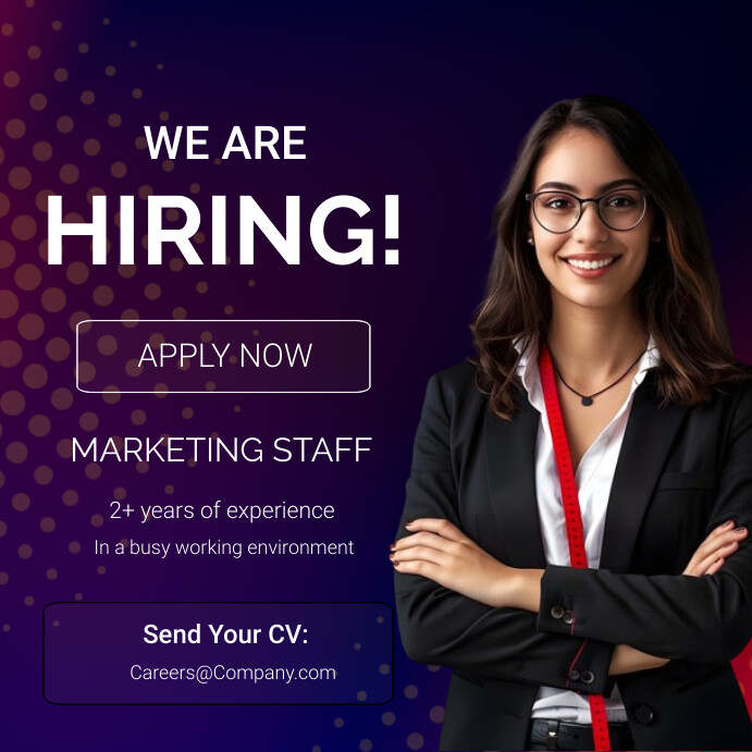 Purple Professional We Are Hiring Instagram P Template | PosterMyWall