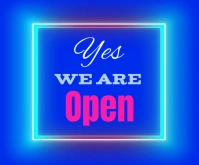 Purple Professional We Are Open Medium Rectangle template