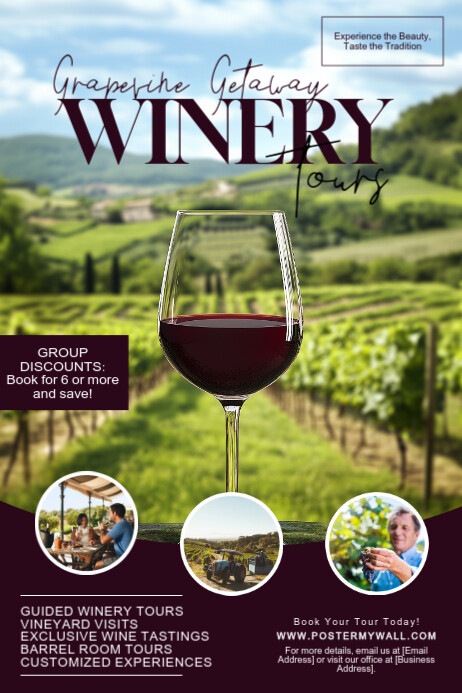 Purple Professional Winery Tours Business Pos Plakkaat template