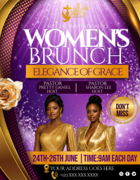 สีม่วง Church Women's Brunch Folheto Template