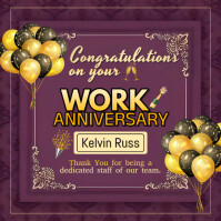 Purple Professional Work Anniversary  Square (1:1) template