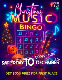 Purple Professionale Music Bingo Night Volantino (us Letter) Volante (Carta US) template