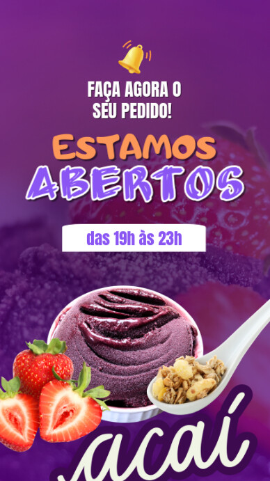 Purple Profissional Açaí Sorvete História Do Instagram template