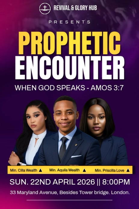 Copy of Purple Prophetic Encounter Church Flyer & Video Template | When ...