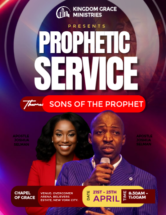 Plantilla de Purple prophetic service event flyer | PosterMyWall