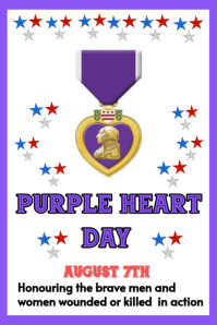 Purple Purple Heart Day Celebration Flyer Design  Poster template