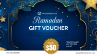 Purple Ramadan Gift Voucher Business Card Cartão de visita template