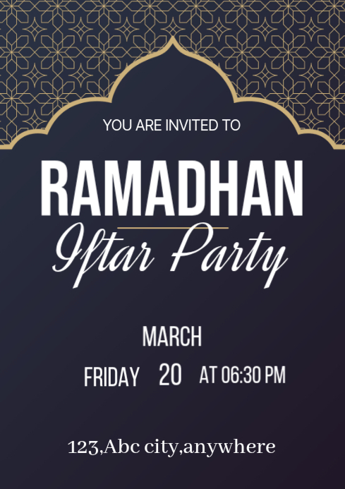 Plantilla de Purple Ramdhan Iftar Party Invitation A4 | PosterMyWall