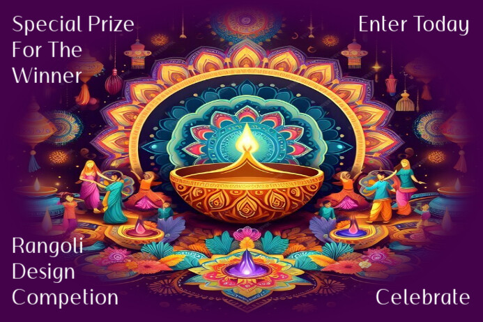 Postar Rangoli Szablon Purple Rangoli Poster | PosterMyWall