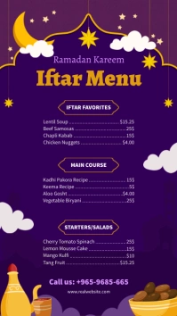 Purple restaurant Ramadan menu design digital template