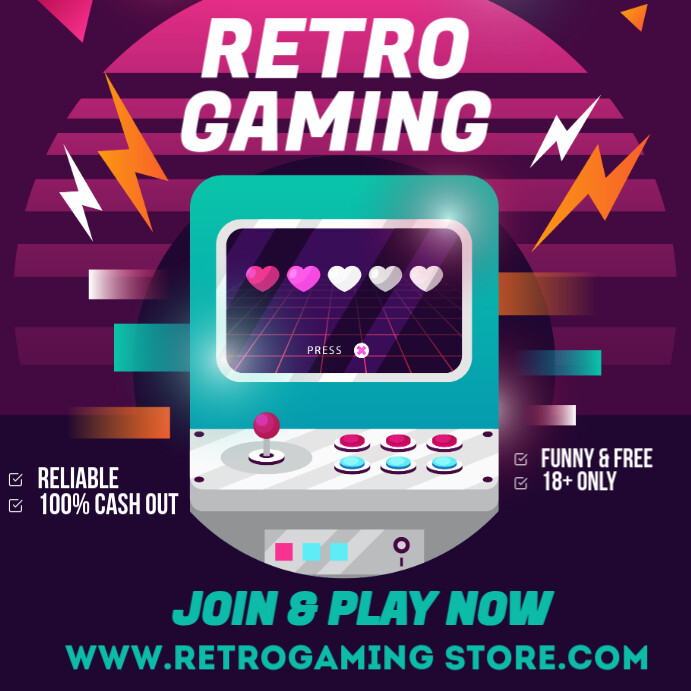 Purple Retro Gaming Instagram Post Template | PosterMyWall