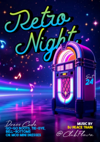Purple Retro Night A5 template