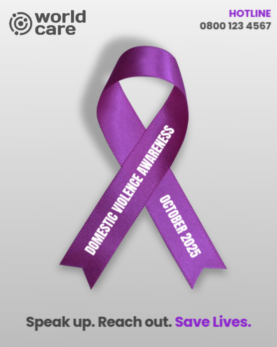 Purple Ribbon Minimal Domestic Violence Awareness Instagram Portrait ...