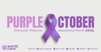 Purple Ribbon Modern & Minimal Domestic Violence Awareness Month 2025 Facebook Shared Image Obraz udostępniany na Facebooku template