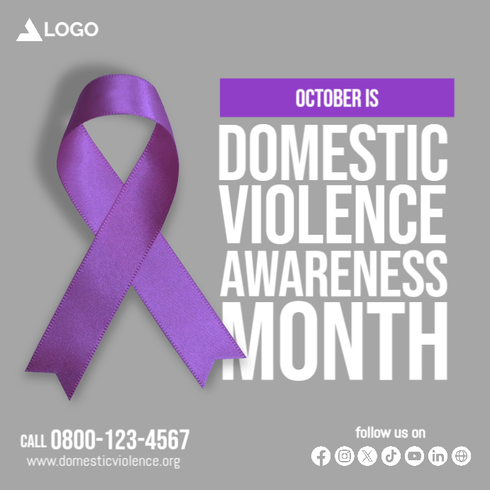 Purple Ribbon Modern & Minimal Domestic Violence Awareness Month ...