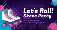 Purple roller skate party facebook post template