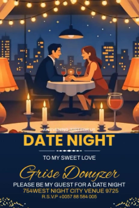 Purple Romantic Date Night Invitation Poster template